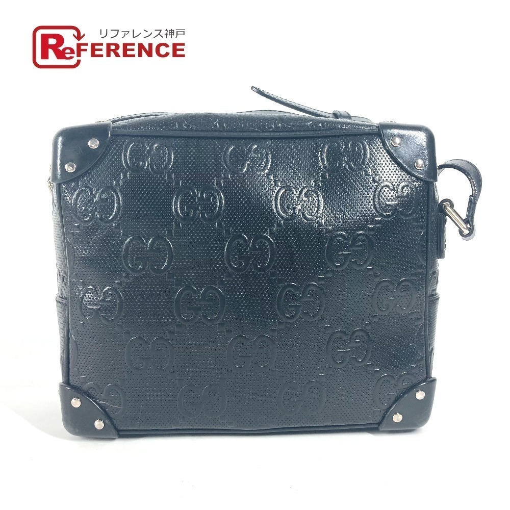 GUCCI GG Embossed Crossbody Bag Clutch Shoulder Black